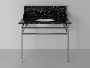 MARBLE & METAL - Console oval marble washbasin with towel rail _ Park Avenue